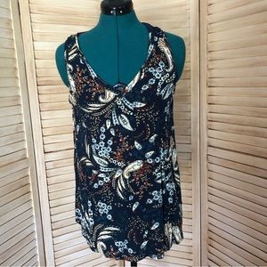 Au Fond for ModCloth tank top in blue floral-esque pattern